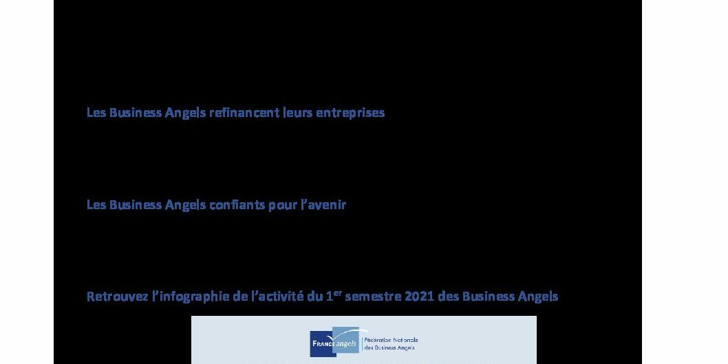 CP – Activité 1er Semestre 2021 des Business Angels