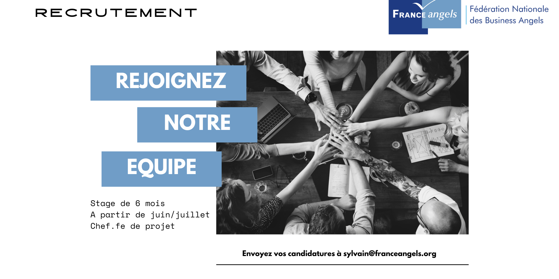 France Angels recrute un ou une chef.fe de projets (stage)