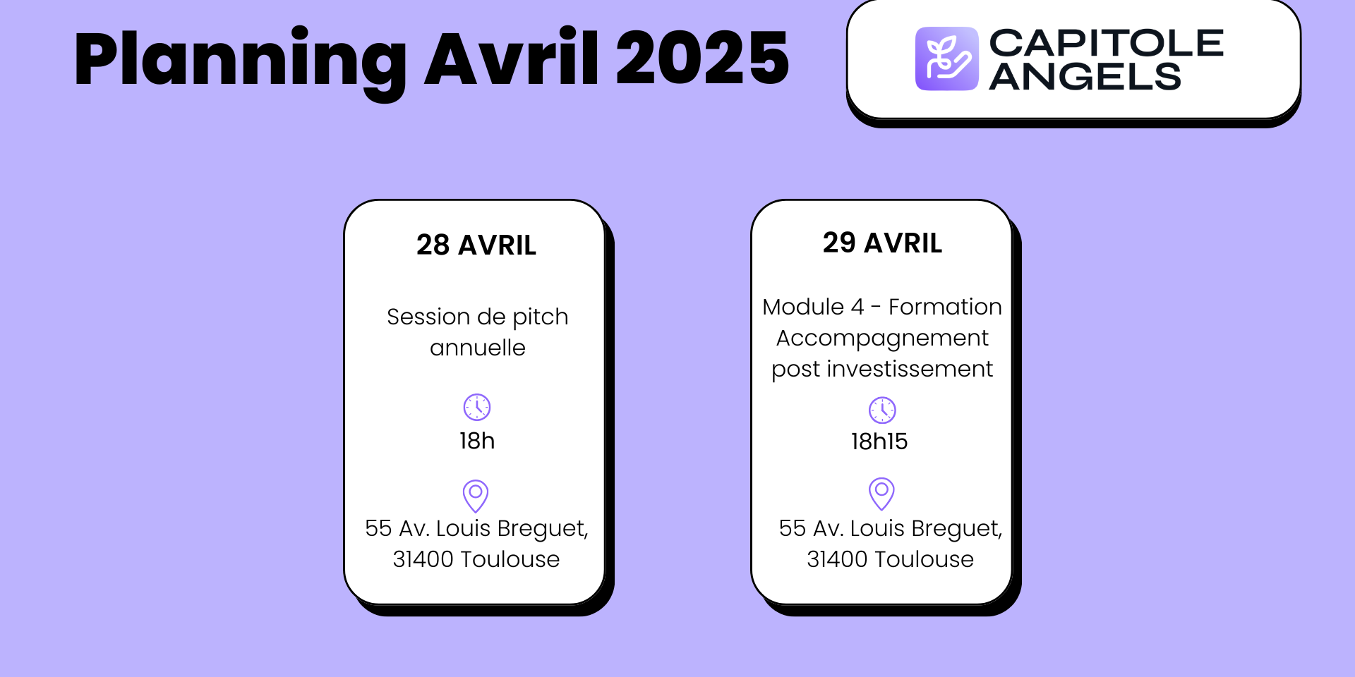 Planning Avril 2025 de Capitole Angels Planning Avril 2025 de Capitole Angels
