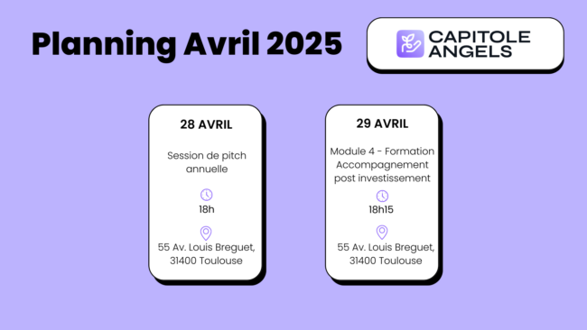 Planning Avril 2025 de Capitole Angels