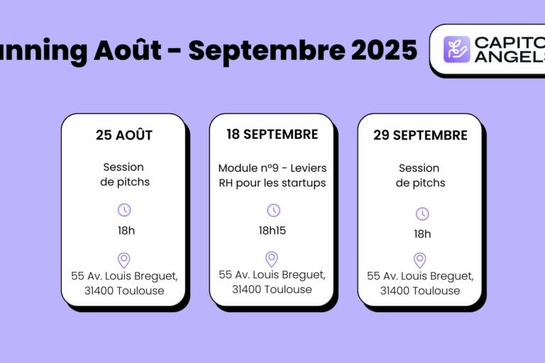 Planning Août – Septembre de Capitole Angels Retrouvez Capitole Angels en août et septembre auprès de leurs membres pour divers événements