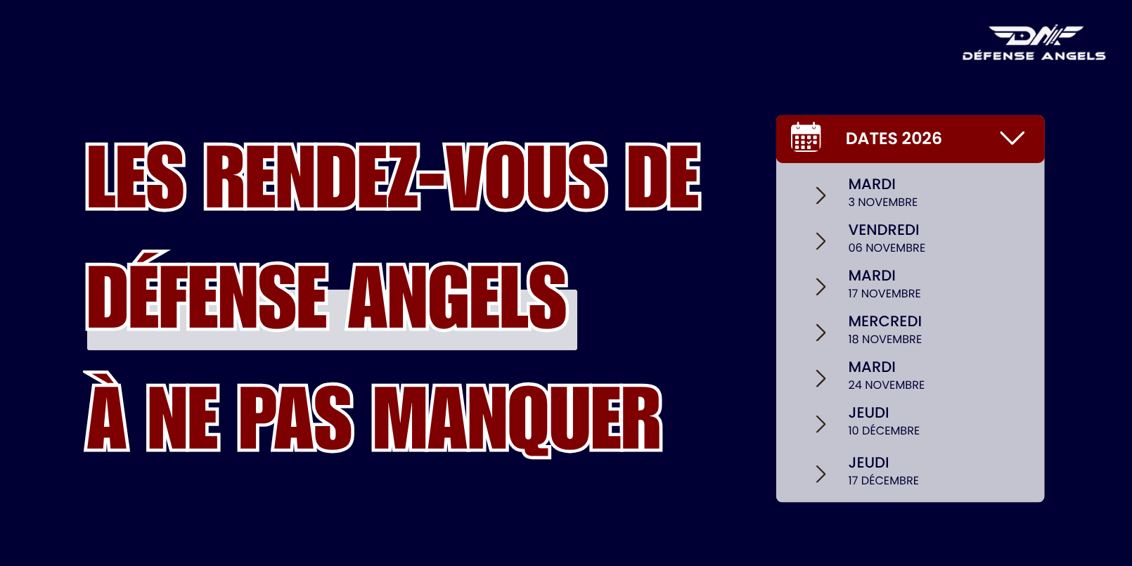Défense Angels : un dernier trimestre 2026 riche en rendez-vous Défense Angels : un dernier trimestre 2026 riche en rendez-vous